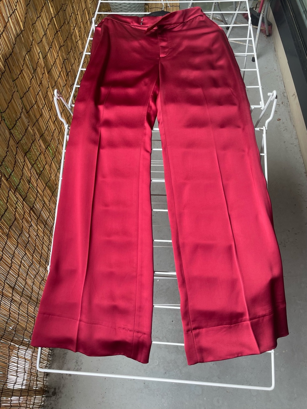 Banana Republic Satin Straight-Leg Trousers in Deep Red